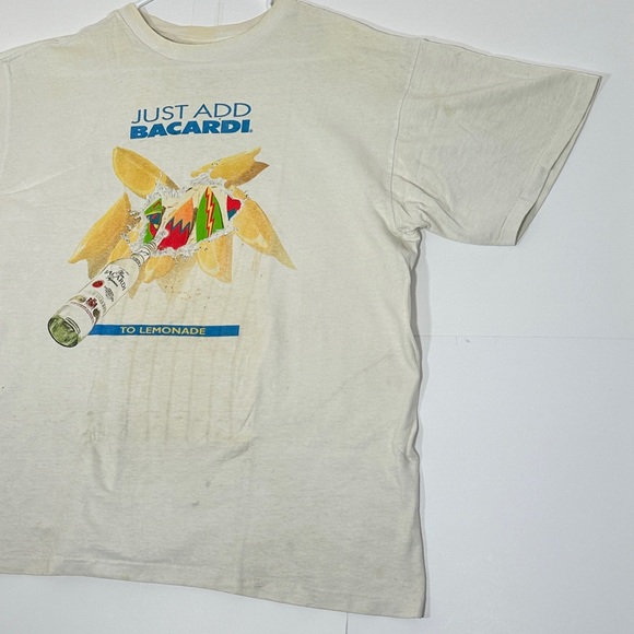 Vintage Just Add Bacardi T-Shirt Men Size XL White Make Waves Promo Shirt 1990s - Picture 10 of 13